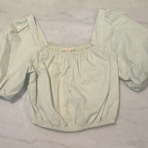 Copper Key Light Green Puff Sleeve Blouse